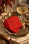 6 Pieces of Linen Fabric with Gold Embroidery Coasters & Coffee and Cocktail Napkins - 3