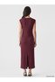 Two Mt Shop Quality Lcw Everyday Burgundy Crepe Plain Slim & Slim Oval Neck Midi Dress - 4
