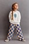 New Season Floral Patterned Wide-Legged Girls' Top and Bottom Set