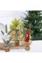 Mini Christmas Tree 3 Pcs Tabletop Artificial Mini Xmas Pine Tree Miniature Pine Christmas Tree with Linen Base for Home Office Room Holiday Decor (A-3PCS) - 7