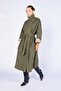 Women's Çağla Double-Breasted Trench Coat with Side Slits - 3