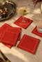 6 Pieces of Linen Fabric with Gold Embroidery Coasters & Coffee and Cocktail Napkins