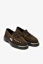 Ophira Khaki Suede Leather Loafer with Piercing Detail - 3