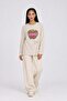 Cotton sweatshirt with text detail in beige - 2