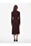 Long Sleeve High Neck Slim Fit Maxi Dress with Metal Accessories - 3