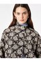 Long Sleeve Zippered Stand Collar Floral Patterned Bomber Jacket - 2