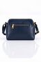 Vx-1437 Women's Faux Leather Adjustable Cross Strap Shoulder Bag with 3 Compartments and Gold Zipper Dark Blue - 3