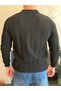 Men's Relaxed Fit Zippered Textured Polo Sweater Black Eca095 - 4