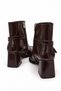 Long Buckle Pointed Toe Heeled Boots Brown Yanki̇ - 4