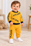 Baby Boy Yellow Printed 2-Piece Tracksuit Set Sweatshirt Tracksuit Set - 3