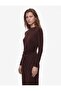 Long Sleeve High Neck Slim Fit Maxi Dress with Metal Accessories - 2
