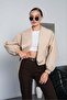 Women's Palermo Fabric Belt Detailed Short Trench Coat - 7