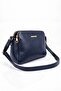 Vx-1437 Women's Faux Leather Adjustable Cross Strap Shoulder Bag with 3 Compartments and Gold Zipper Dark Blue