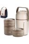 304 Stainless Steel Thermal Lunch Bucket,3 Separate Food Containers,6H Heat Retention,Leakproof Portable Insulated Lunch Box