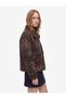 Comfortable Fit, Pockets, Zipper, Long Sleeves, Collar Detail, Denim Leopard Jacket - 3