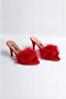Women's Red Thin-Waisted Heeled Bridal Slippers