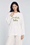 Embroidered and beaded oversize sweatshirt off-white