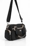 Vx-1422 Women's Multi-Compartment Adjustable Crossbody Strap Hand and Shoulder Bag Black Vison
