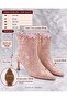 Mona Women's Powder Lace Embroidered Pointed Toe Warm Lined Zippered 7 cm Thin Heeled Boots Bootie - 4