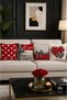Red Heart Black and White Plaid Love 4-Piece Throw Pillow Cover Runner Set - 3