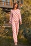Women's Patterned Cotton Pink Bottom-Top Pajama Set - 2