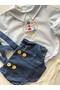 100% Cotton Lighthouse Embroidered Shirt and Denim Fabric Romper - 4