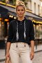 Black Polo Collar Cuffed Sleeves Half Placket Buttoned Scarf Necklace Casual Knitwear Sweater 63 63 - 5
