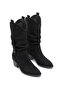 Meria Premium Black Suede Laser Cut Cowboy Heeled Boots