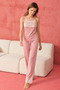 Women's Comfortable Pink Pajama Set with Straps - 4