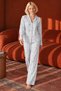 Women's Comfortable Long Sleeve Buttoned Blue Pajama Set - 3