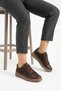 Lortes Rubber Tied Sole Wrapped Genuine Leather Women's Sports Shoes Brown Nubuck