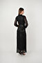 Fringed Sequin Fabric Long Evening Dress - Black - 4