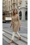 Women's Trench Coat with Buttoned Belt and Windbreaker Detail - 4