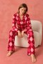 Women's Long Sleeve Cotton Casual Red Pajama Set - 2