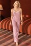 Women's Lace Rope Strap Casual Pink Pajama Set - 5
