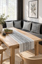 Black and White Ethnic Geometric 4-Piece Throw Pillow Cover Runner Set