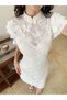 Rochie mini, crem - 4
