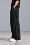Battal Size Men's Loose and Long-Legged Black Fabric Trousers - 3