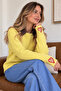 Finger Detailed Knitwear Sweater N509 Lemon Yellow