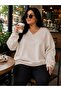 3 Yarn Combed Cotton Plus Size V-Neck Sweatshirt Aow1