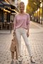 Pink Pool Collar Long Sleeve Casual Knit Sweater with Collar Buckle 60 58 - 6