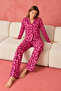 Women's Long Sleeve Cotton Casual Lilac Pajama Set - 6