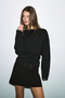 Margax Women's Organic Cotton Wide Long Sleeve Waist-Fitted Hem Seamless Black T-Shirt - 4