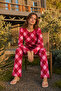 Women's Patterned Cotton Red Bottom-Top Pajama Set - 4