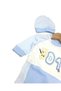Baby Boy 01 Embroidered, Striped, with Hat, 0-3-6-9 Months Newborn 2-Piece Jumpsuit Set - 5