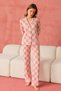Women's Long Sleeve Cotton Casual Pink Pajama Set - 2