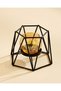 Black And Amber Metal Decorative Candle Stand 14x12x10cm - 3