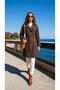 Women's Trench Coat with Buttoned Belt and Windbreaker Detail - 4