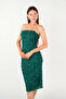 Three-Dimensional Fabric Bolero Detailed Pencil Dress - Emerald Green - 3