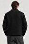 Men's Black Zippered Classic Collar Regular Fit Stylish Casual Cashmere Jacket - 6